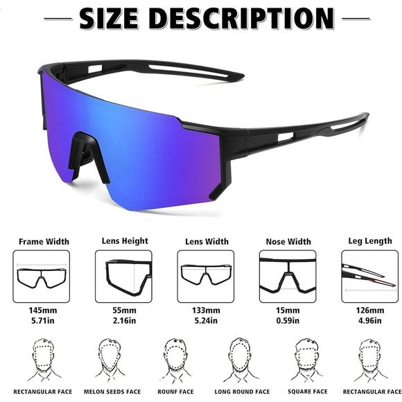 STORYCOAST Polarized Sports Sunglasses Men Women Driving 2 Pair BLK/Purple New - Picture 4 of 11